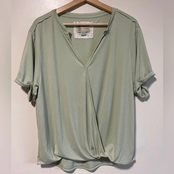 ANTHROPOLOGIE SATURDAY/SUNDAY WOMEN'S SAGE SHORT  SLEEVE AMY SURPLICE TOP Sz S - Picture 4 of 12